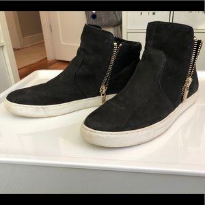 Kenneth Cole Black Leather Sneaker Booties